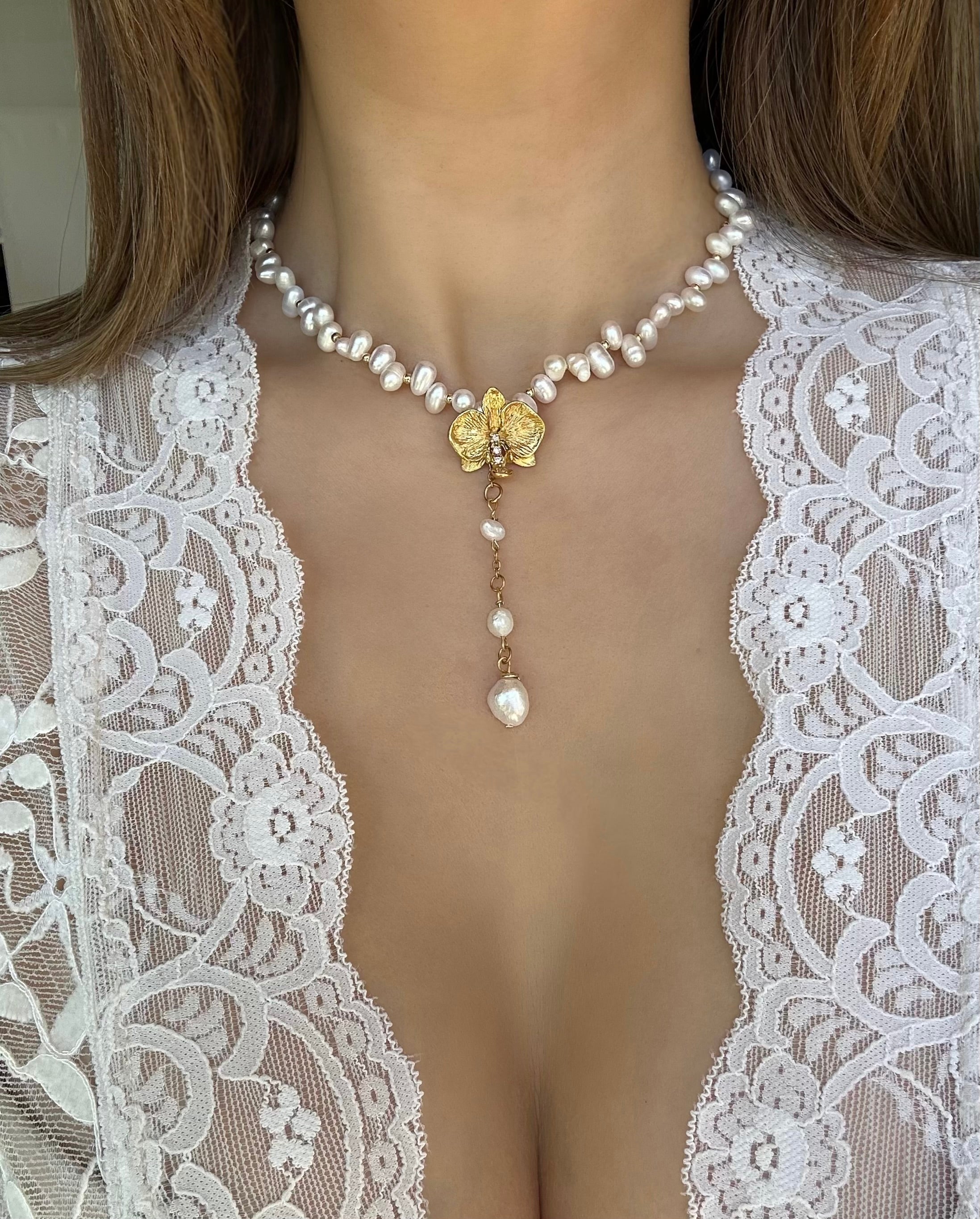 ÉLODIE PEARL NECKLACE - 18K GOLD VERMEIL