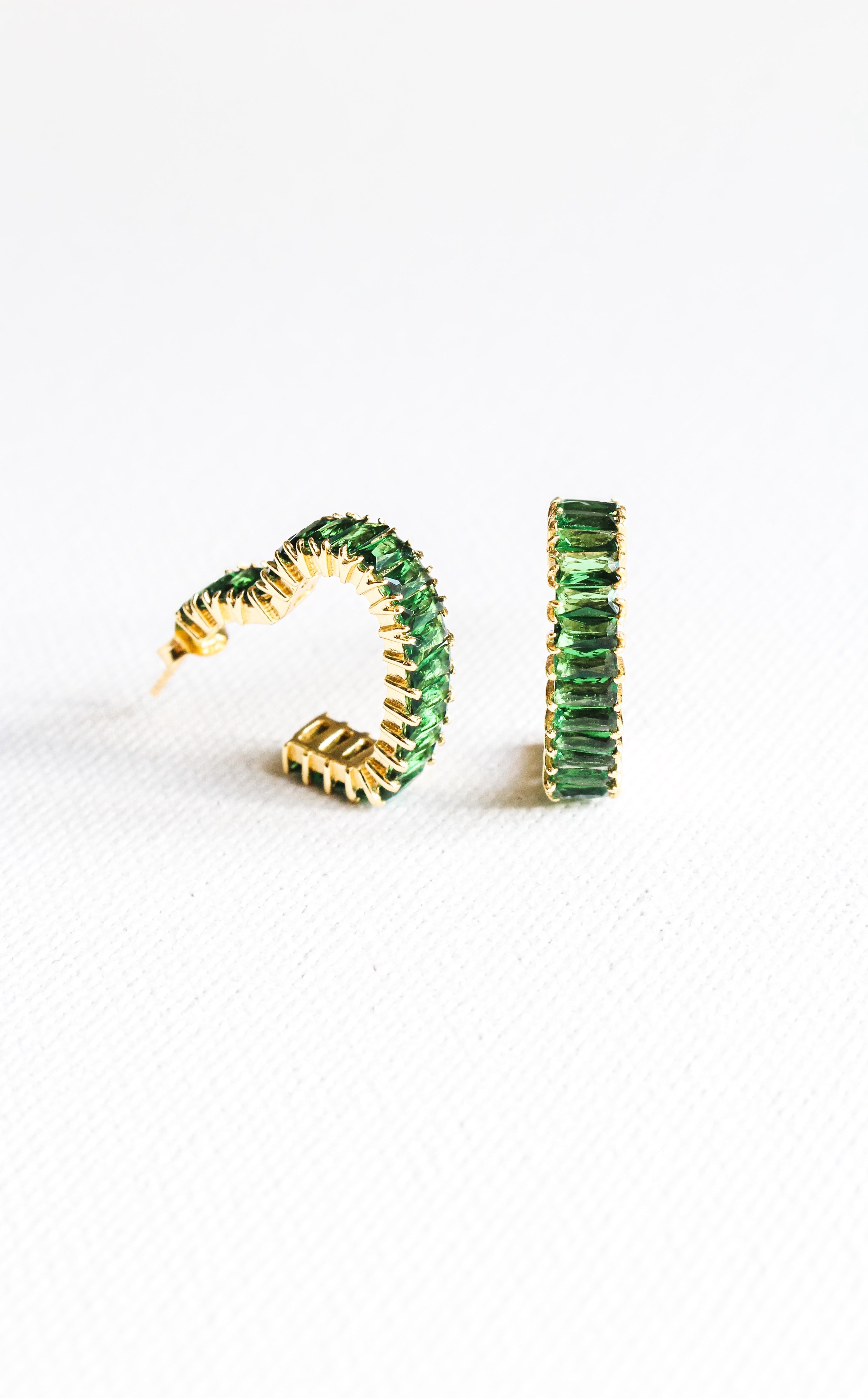 CHARLIE EARRINGS GREEN - 18k GOLD VERMEIL