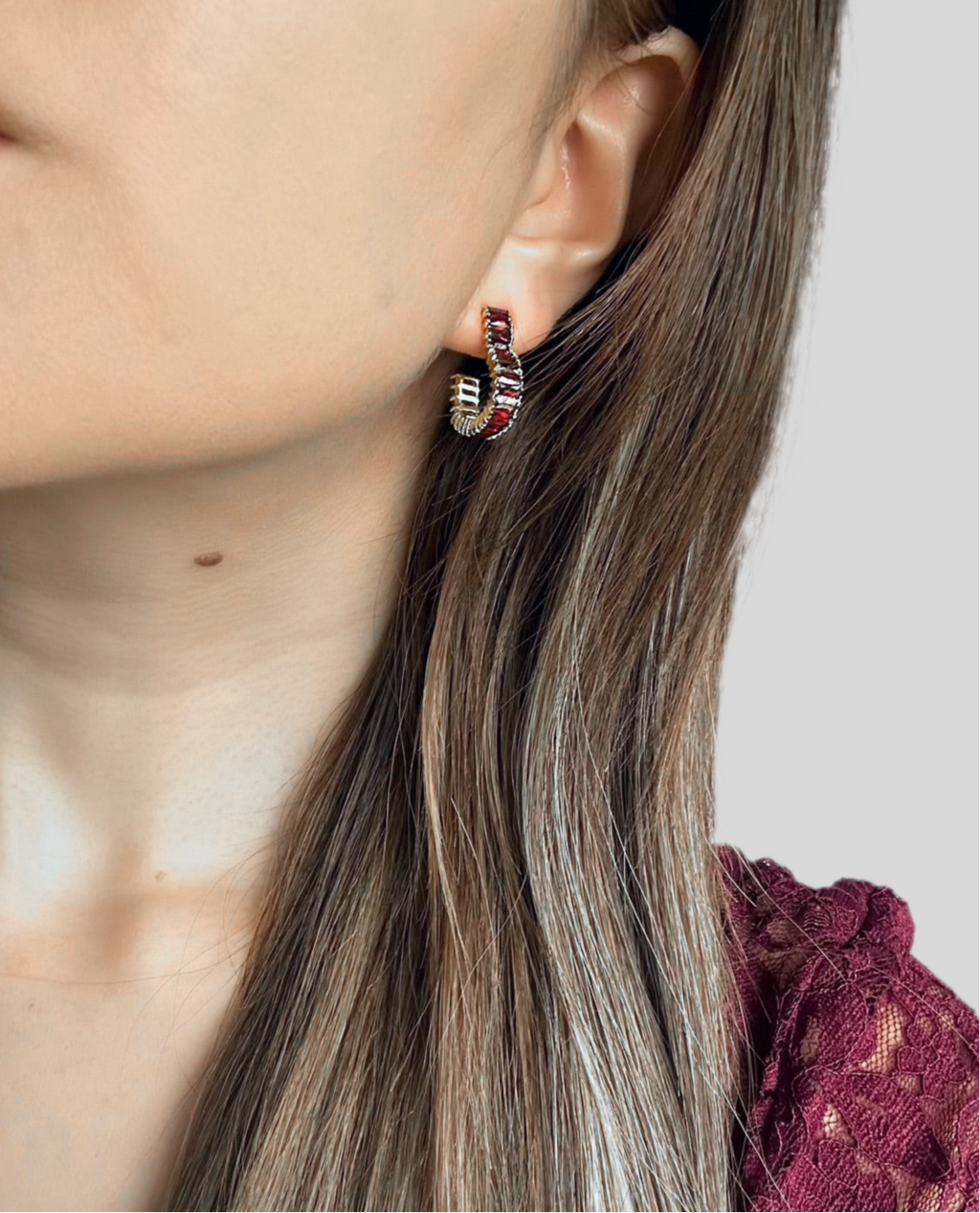 MONIQUE EARRINGS RED - 925 STERLING SILVER