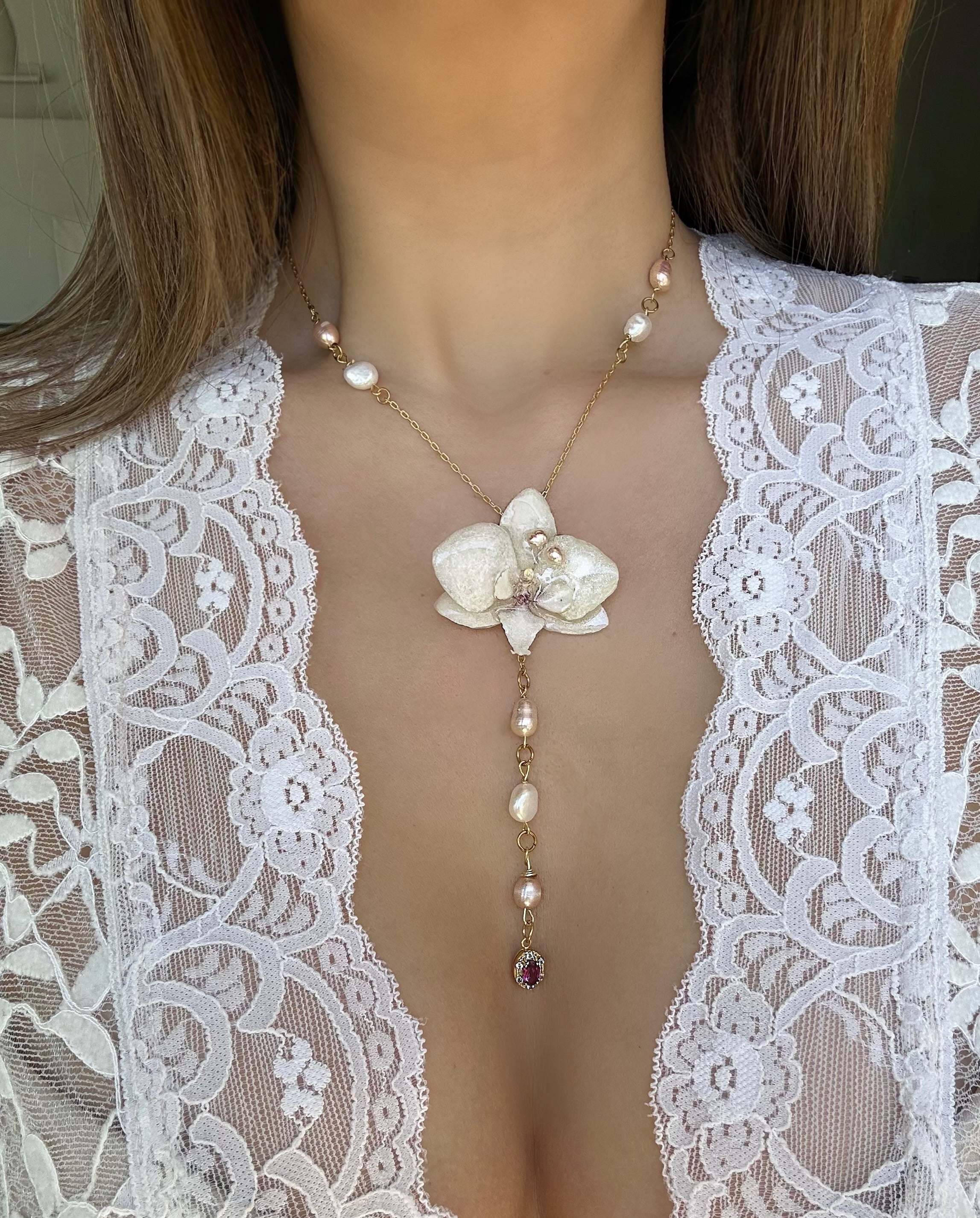 CÉLINE ORCHID NECKLACE - 18K GOLD VERMEIL (RESTOCK)