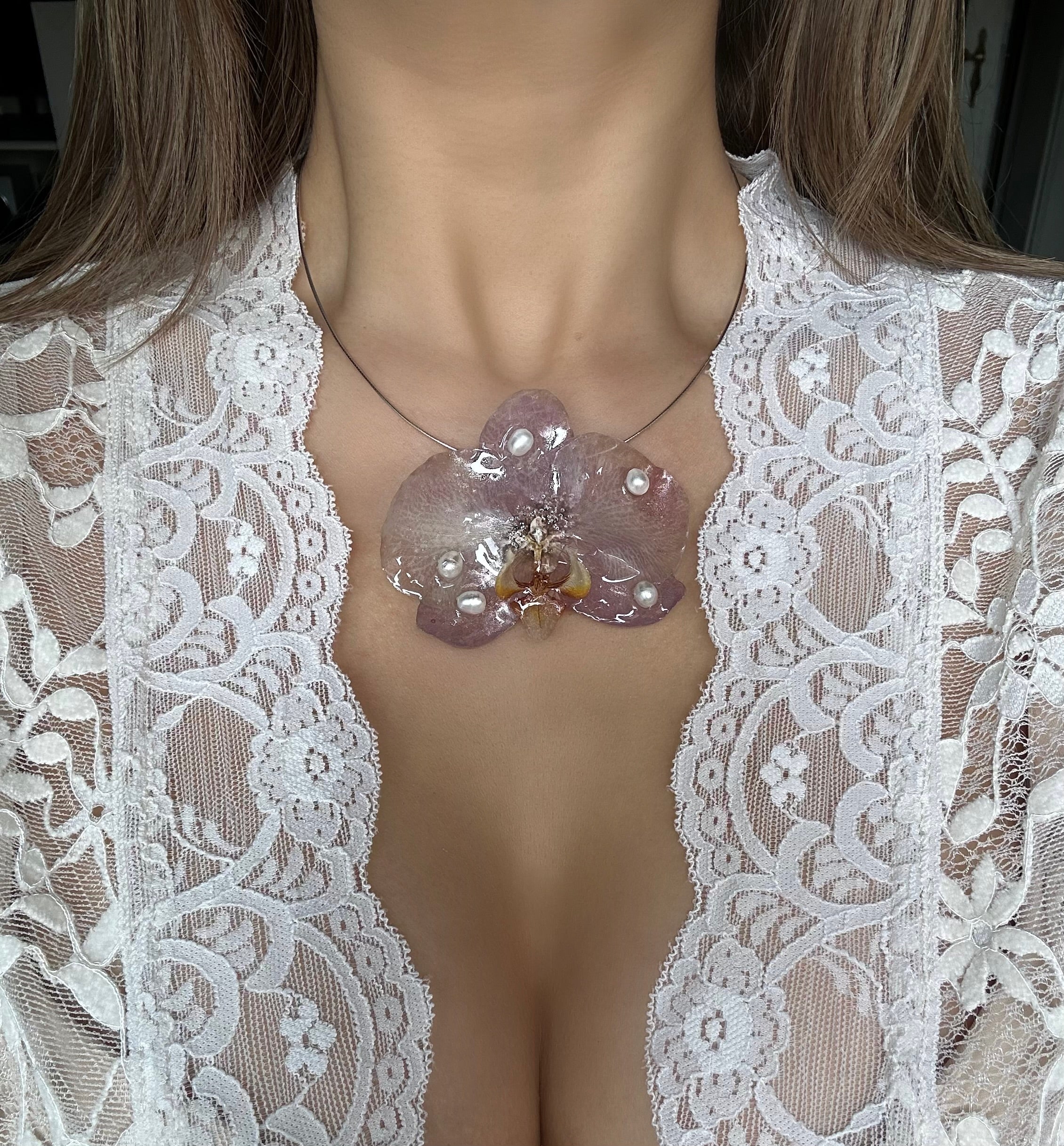 GENEVIEVE ORCHID - 925 STERLING SILVER