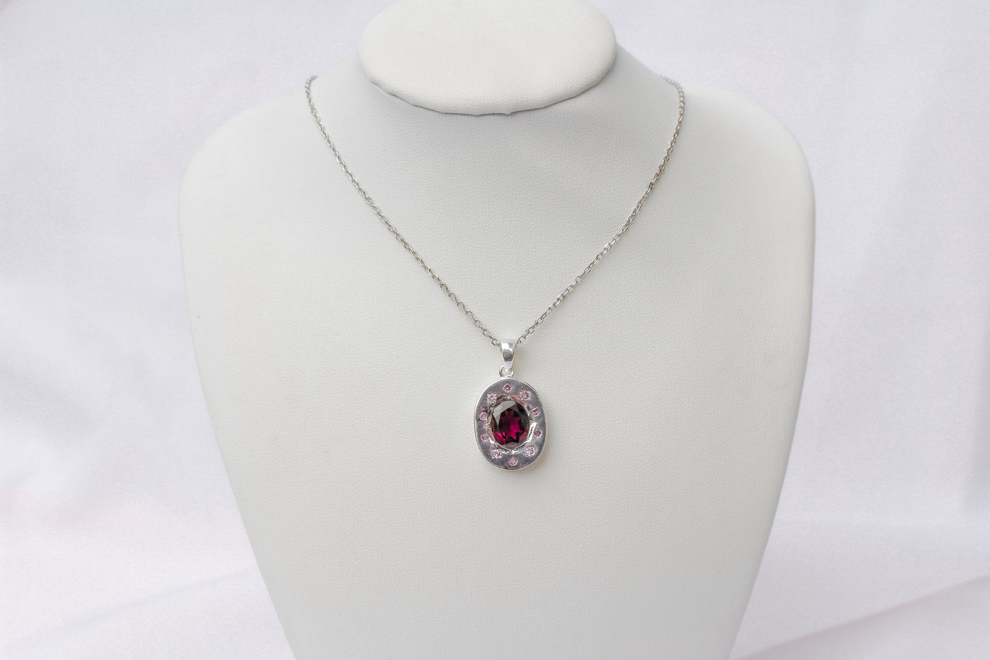 GARNET NECKLACE STERLING SILVER (own design)