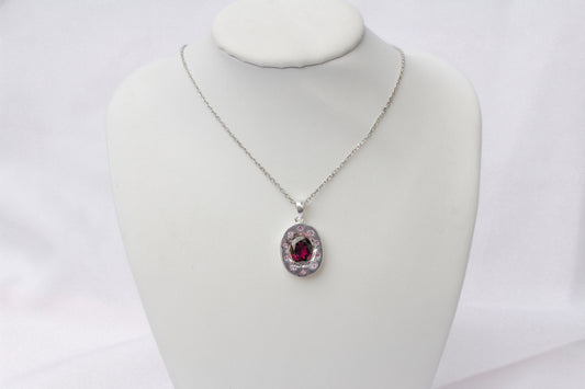 GARNET NECKLACE STERLING SILVER (own design)