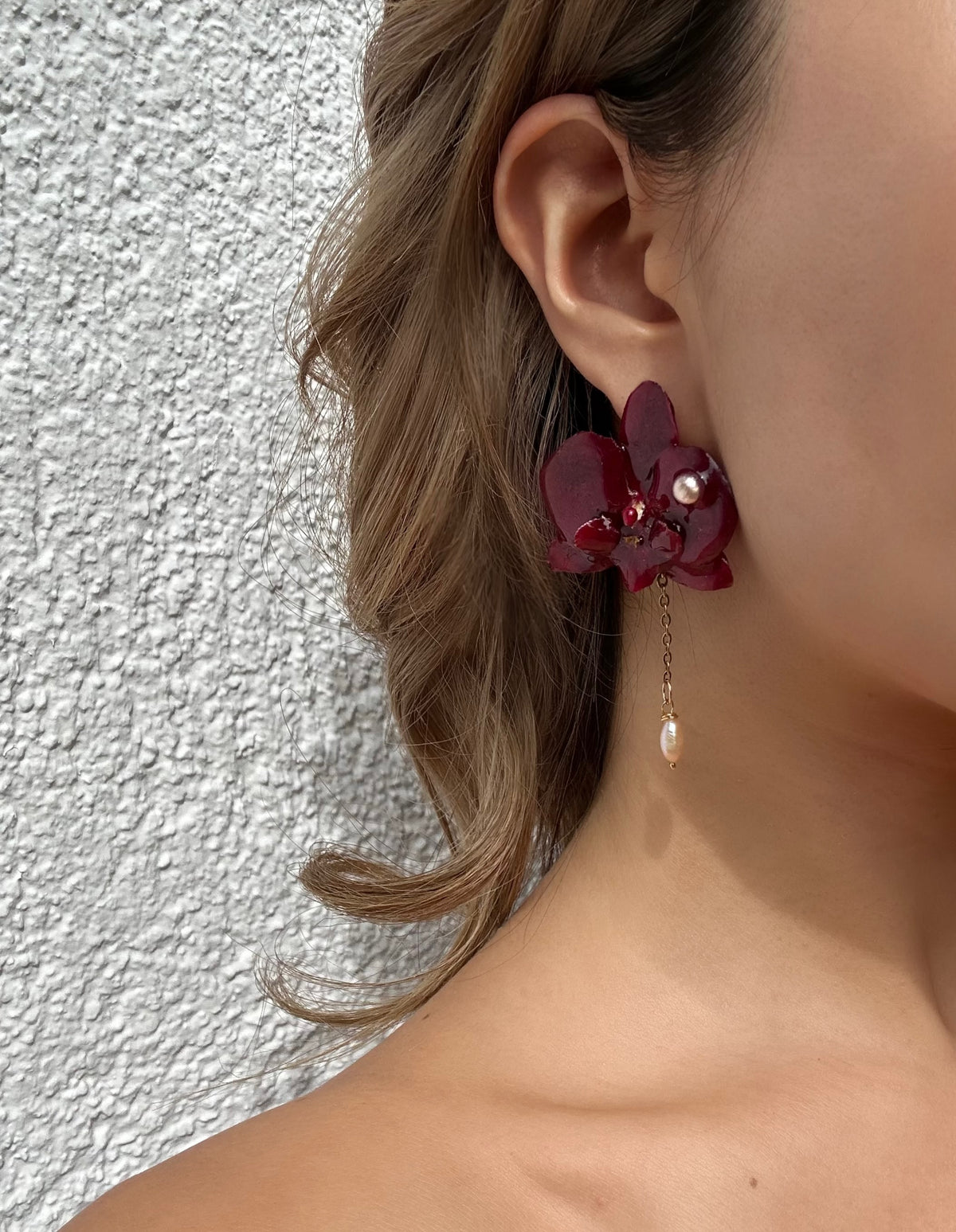 EMILY ORCHID EARRINGS - FRESH WATER PEARLS