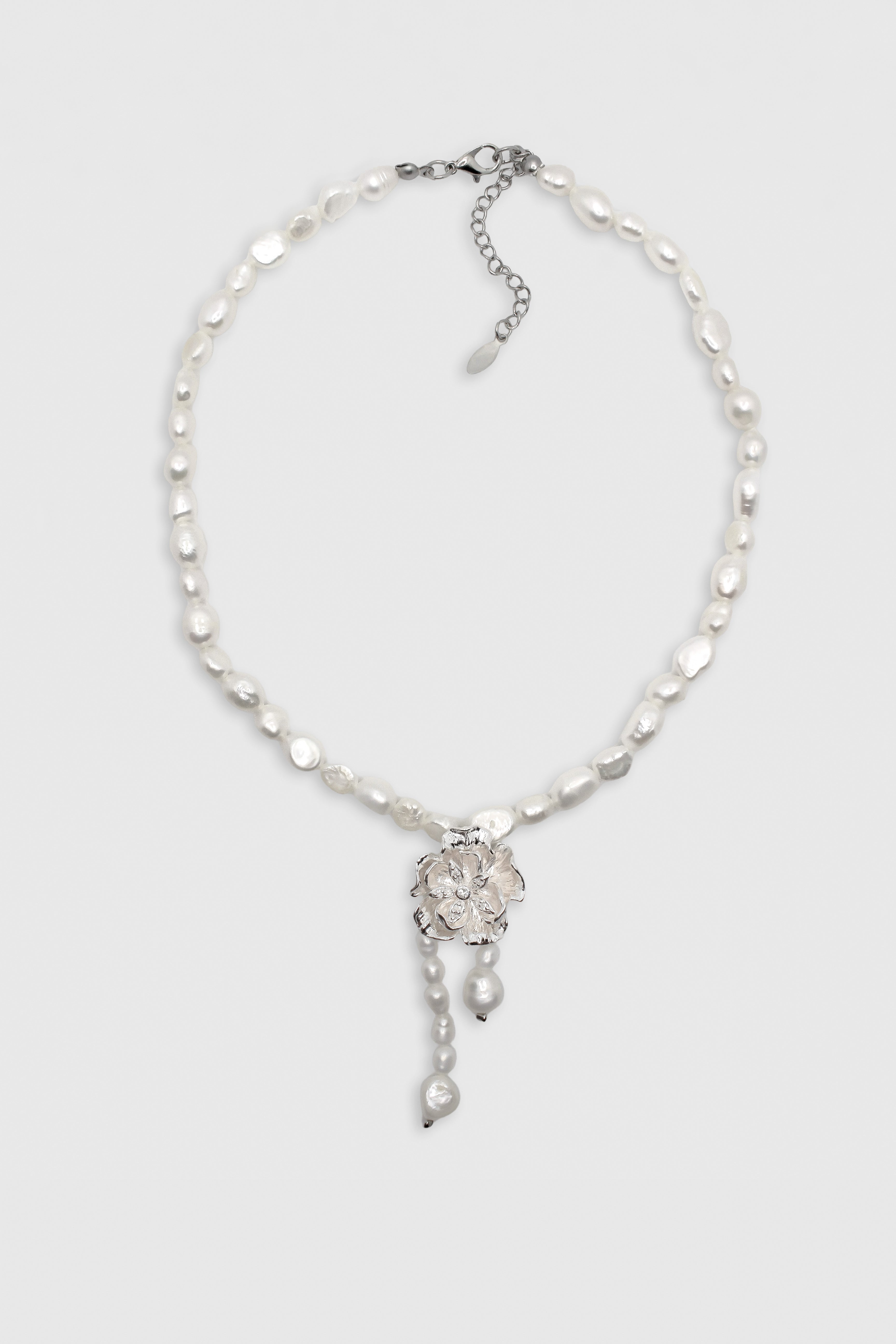 FLORA PEARL NECKLACE - 925 STERLING SILVER