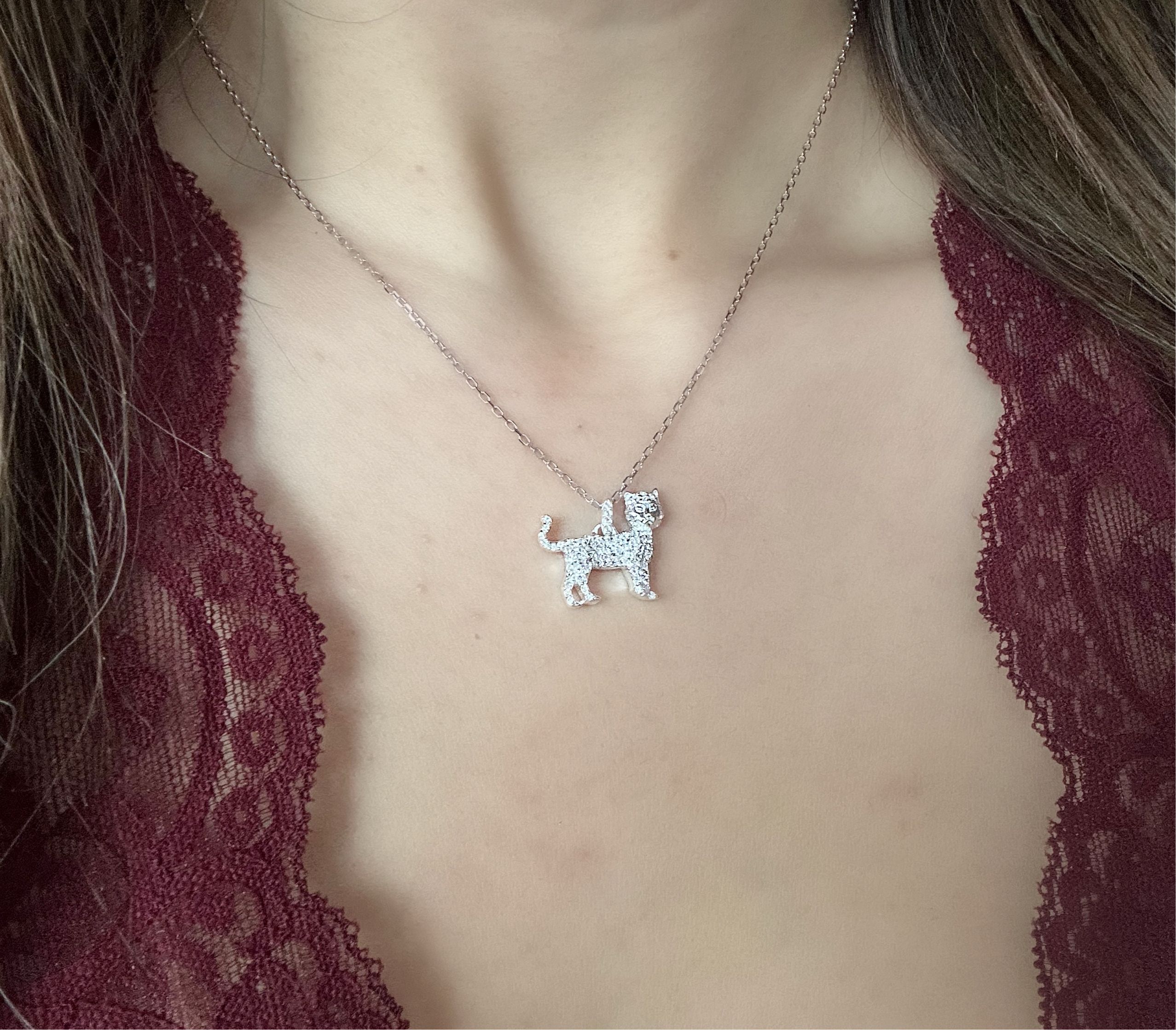 CAT NECKLACE - 925 STERLING SILVER